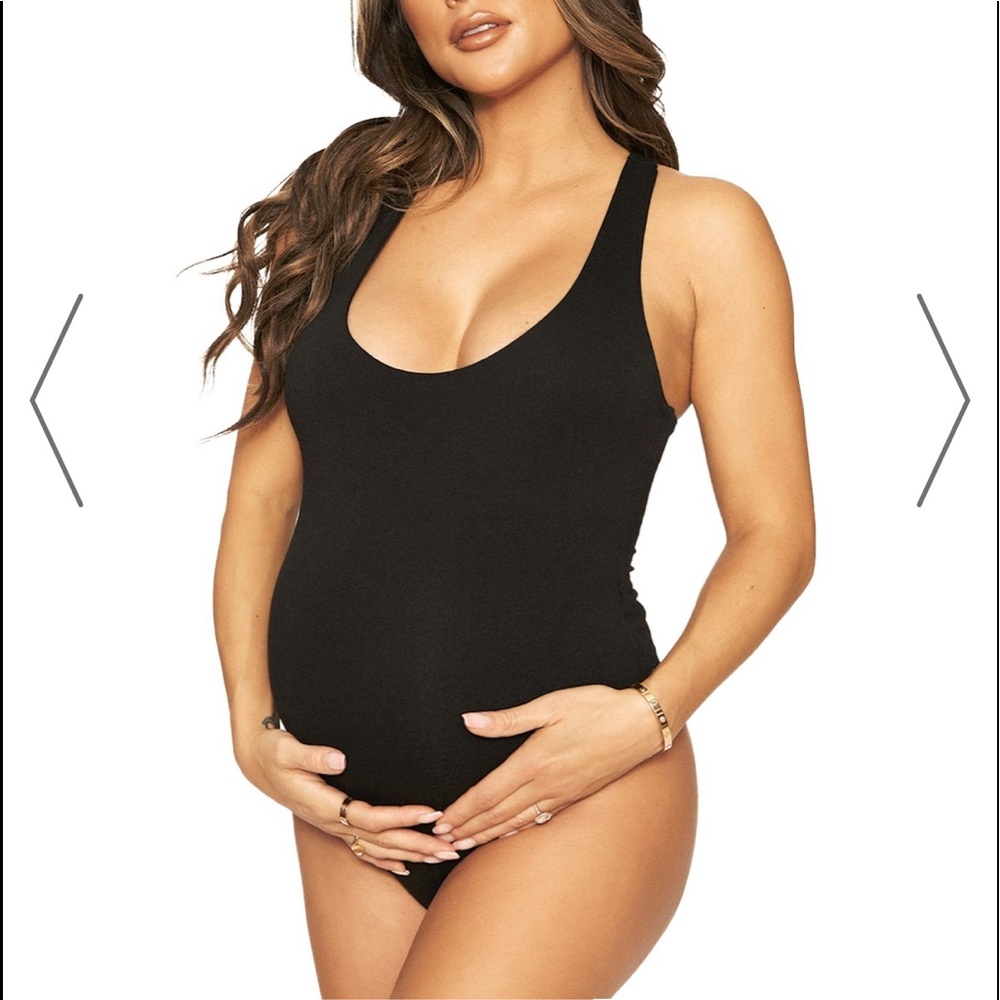 Naked Wardrobe Scoop Back Mama Bodysuit, M, WHITE